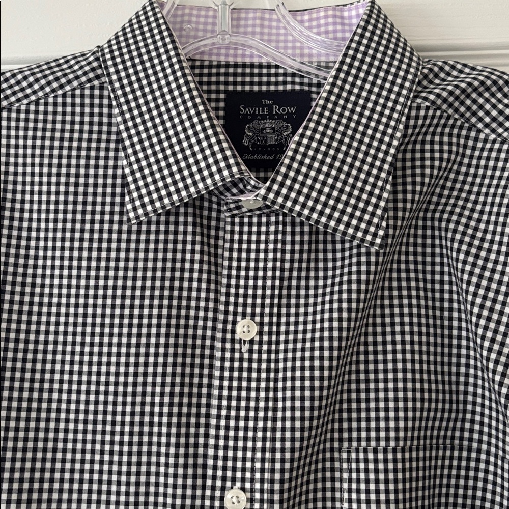 The Saville Row Company black and white check shirt with contrast cuffs